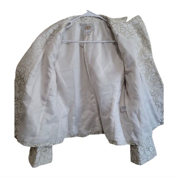 Talbots Women's Cream and Gold  Floral Print Blazer Jacket Size 12 - Picture 3 of 8